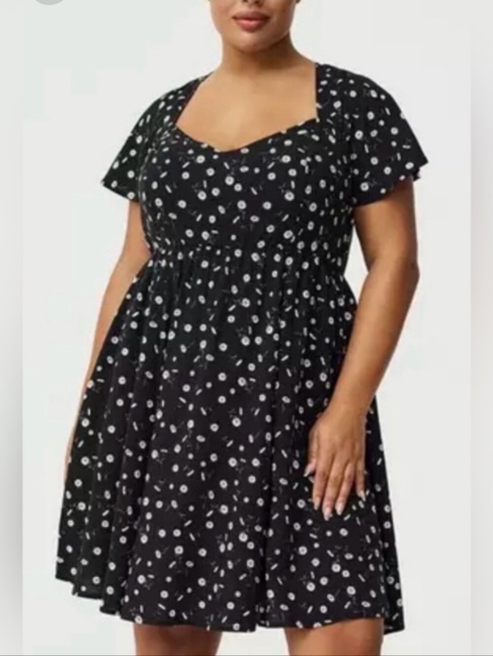 Torrid Black Daisy Sweetheart Flutter Sleeve Mini Dress 3x